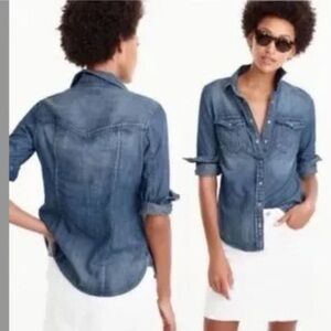 J. Crew Denim Snap Front Shirt Size 12T